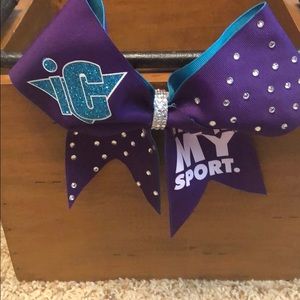 Purple / teal / white / Cheer Bow
